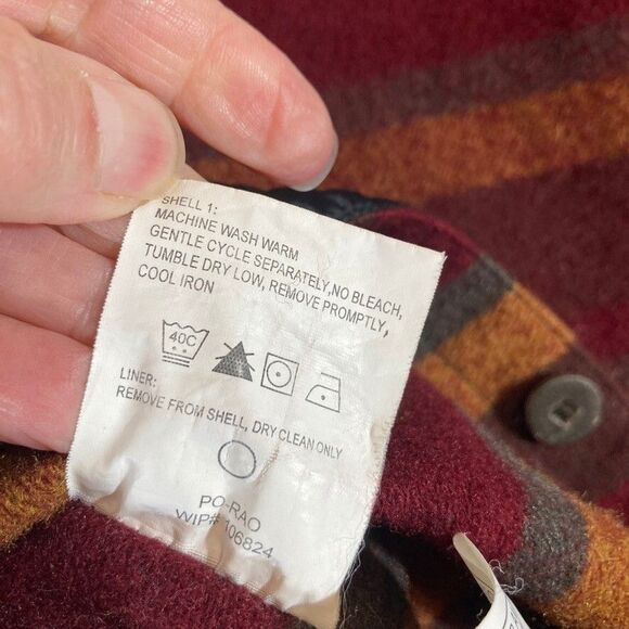 Woolrich Jacket Liner Men Large Striped Interior Wool Quilted Sleeves Button In‎ - Picture 7 of 8